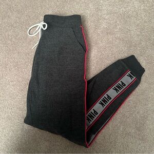 PINK Victoria's Secret Charcoal Joggers with Red Accents- SIZE XS
